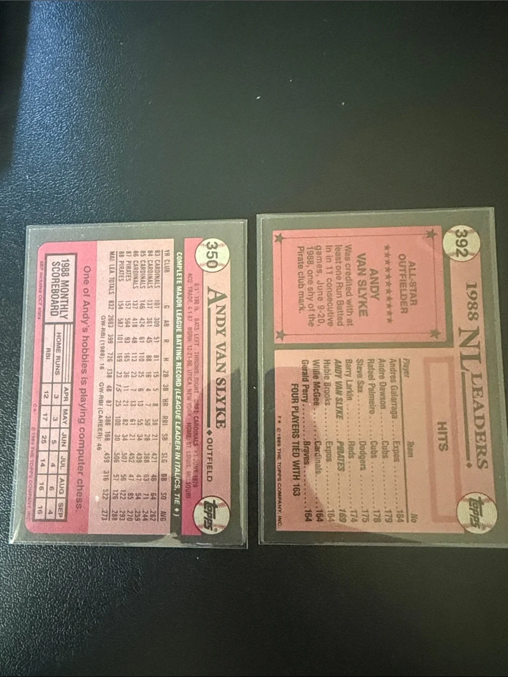 89 Topps Andy Van Slyke Baseball Cards -